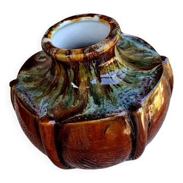 Art Deco vase in polychrome glazed ceramic