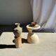 Petrified wood catchall or dish, grey with black rim, D29.5x25.5 -3321