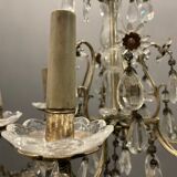 Antique Italian Silver Crystal Chandelier, 1940s