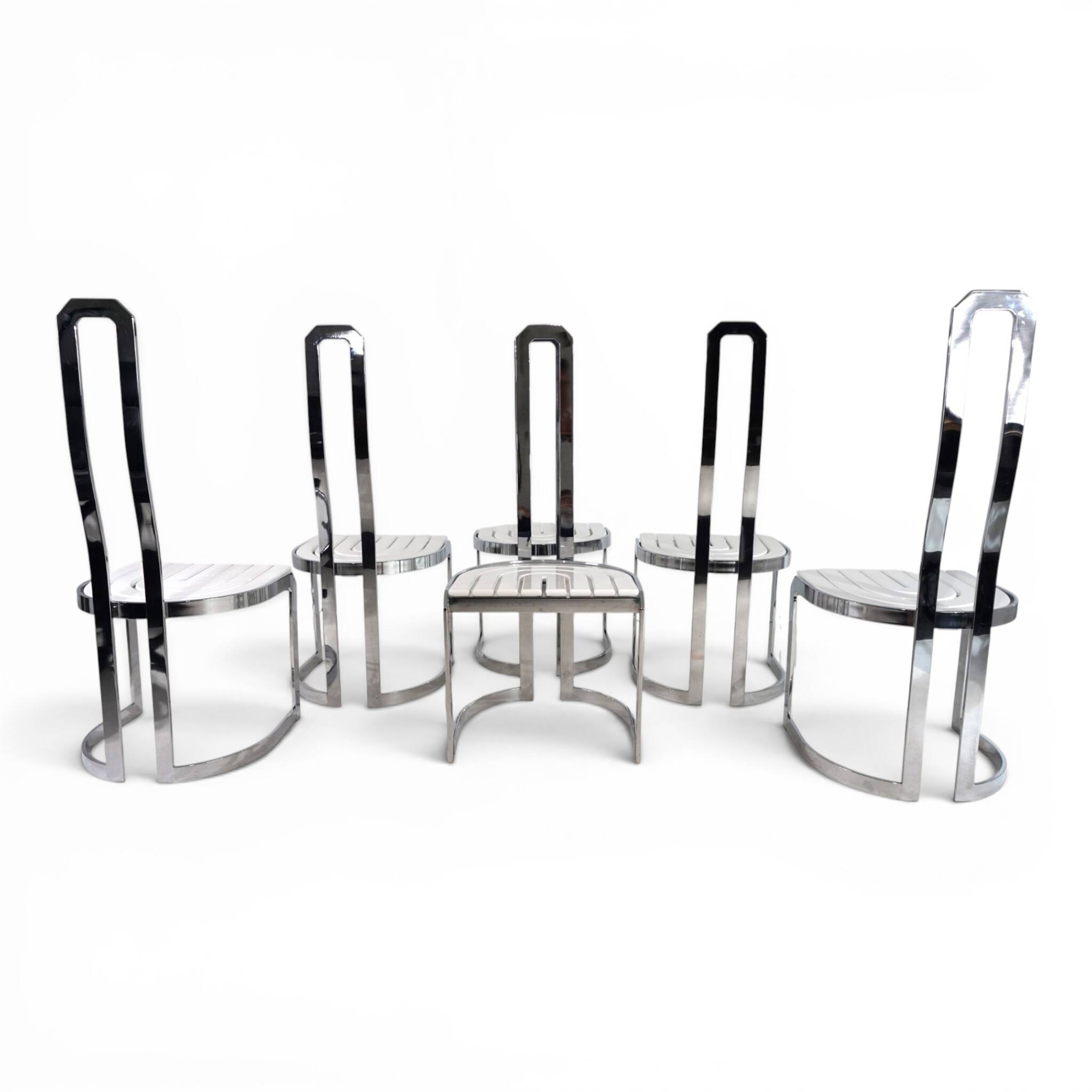 Ensemble de 6 chaises de salle à manger Allmilmö postmodernes, 1980
