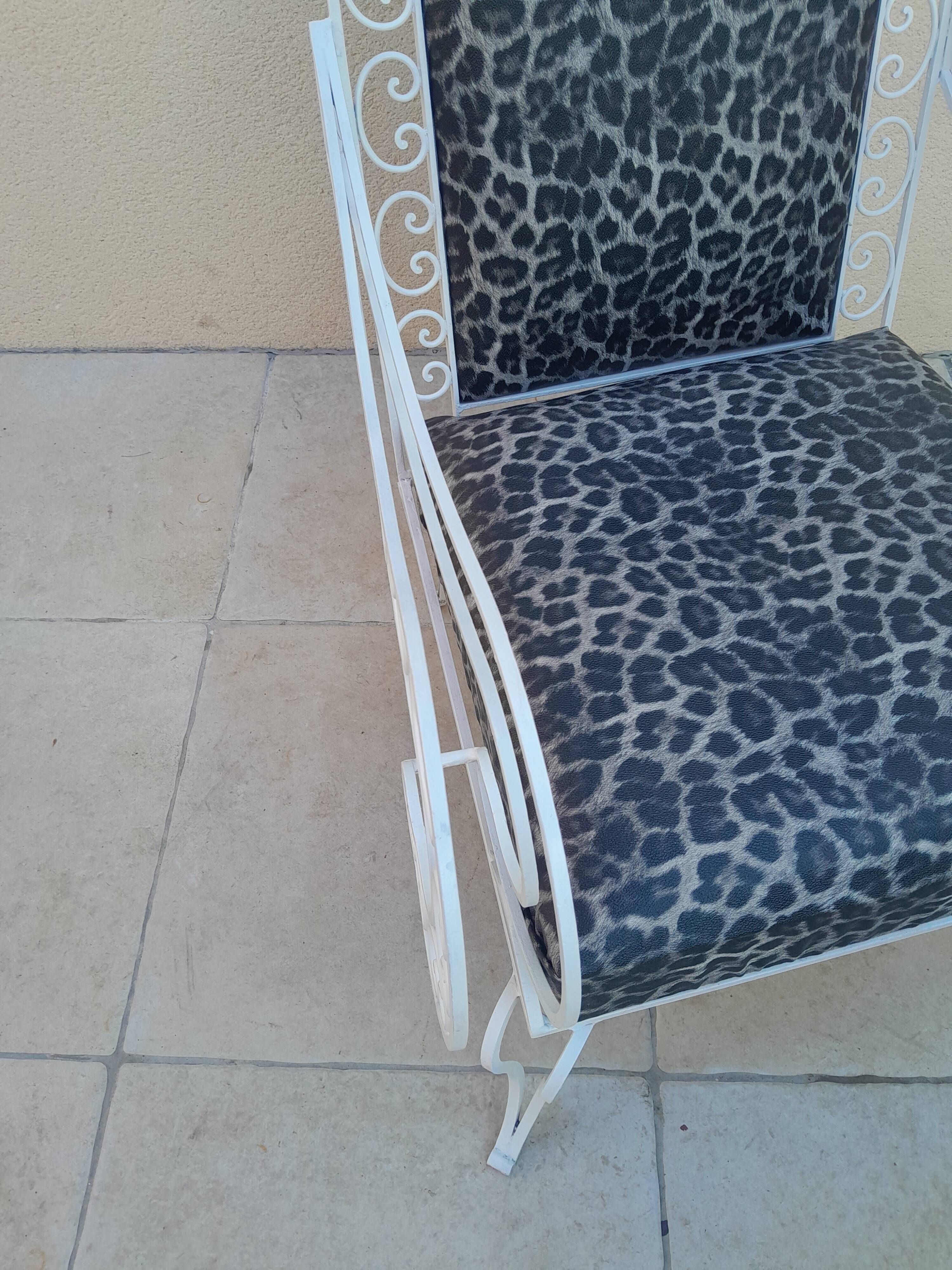 Pair of ottoman armchairs with wrought iron serving trolley, vintage garden, old design