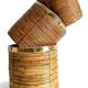 Mid-Century Organic Modern Large Pencil Reed / Rattan Planter with Brass Rim
