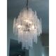 Huge strips “listelli alabastro” murano glass chandelier