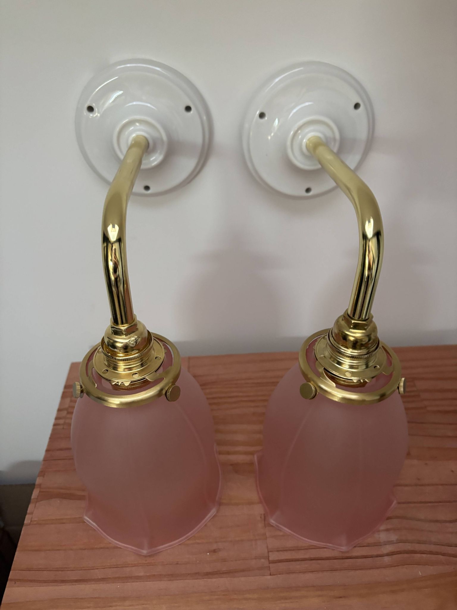 Paire d’appliques murales tulipes roses