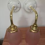 Pair of pink tulip wall sconces