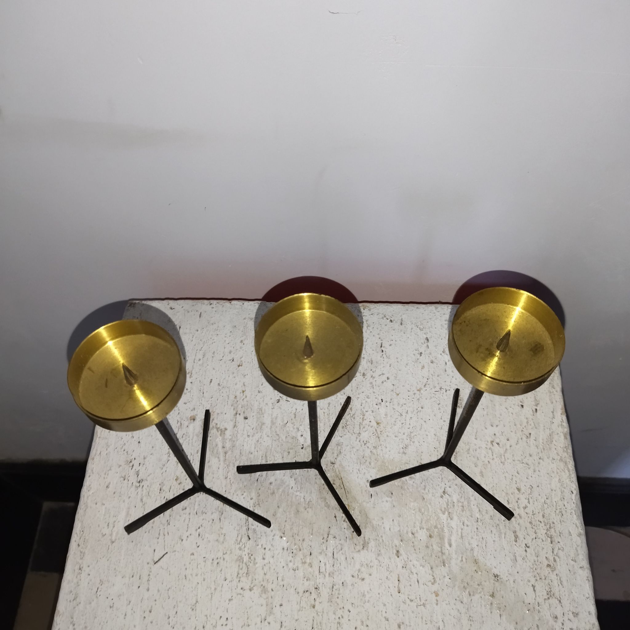 Bougeoir chandelier laiton doré années 50 60