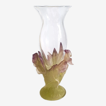 Vase Daum de la collection Iris en cristal et pâte de verre