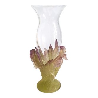 Vase Daum de la collection Iris en cristal et pâte de verre