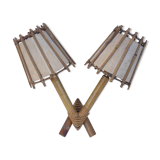 Double rattan sconce