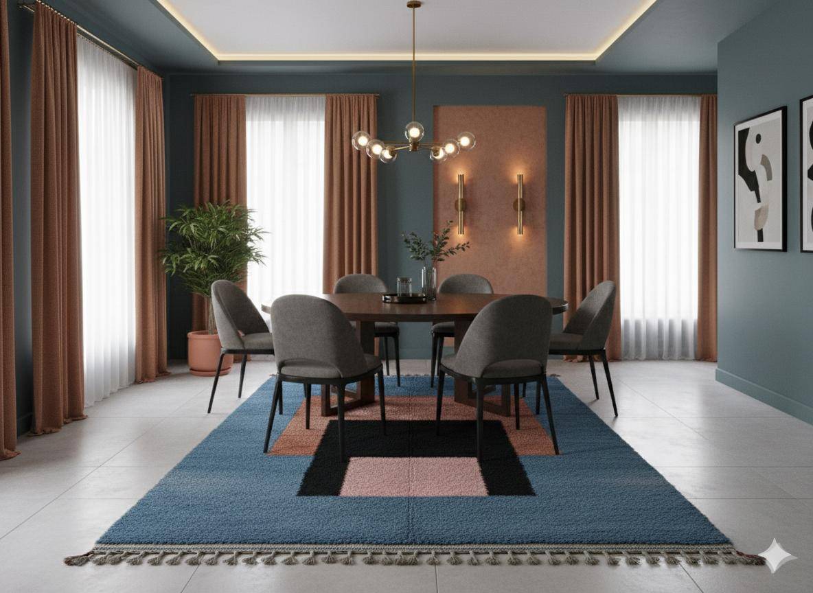 Handwoven Moroccan rug, natural wool, 250cm x 150cm, elegant decoration.
