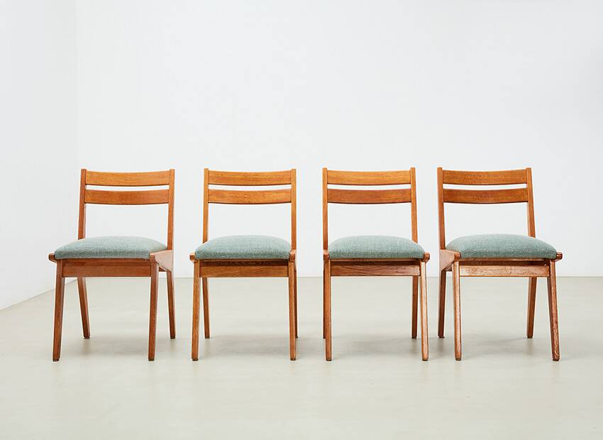 Jens Risom Set of 4 Model 666 Dining Chairs for Knoll U.S.A. 1940s