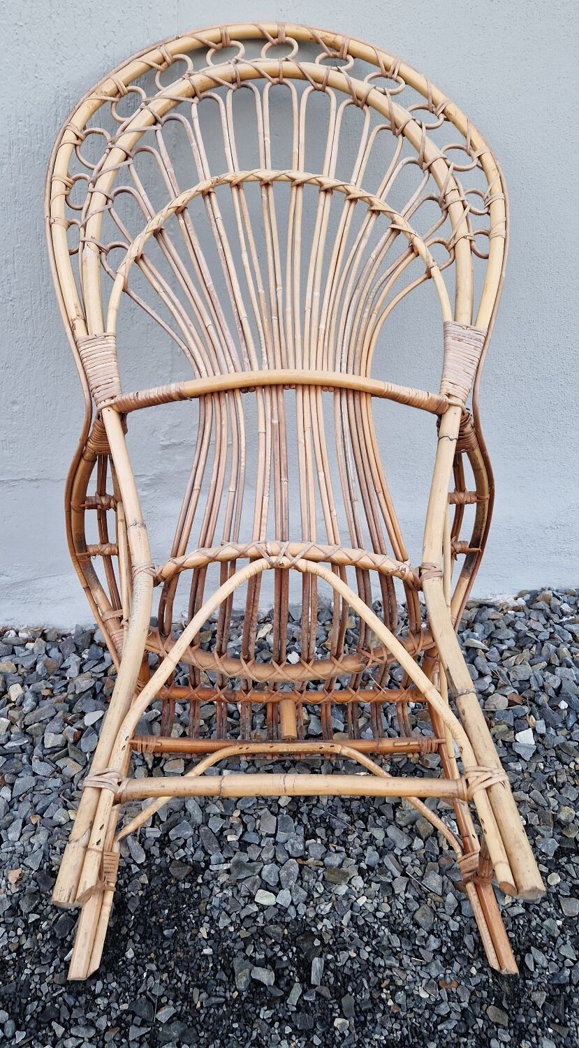 Emmanuelle style rattan wicker armchair