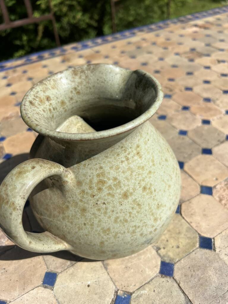 Vintage Vallauris ceramic pitcher with bark inclusions