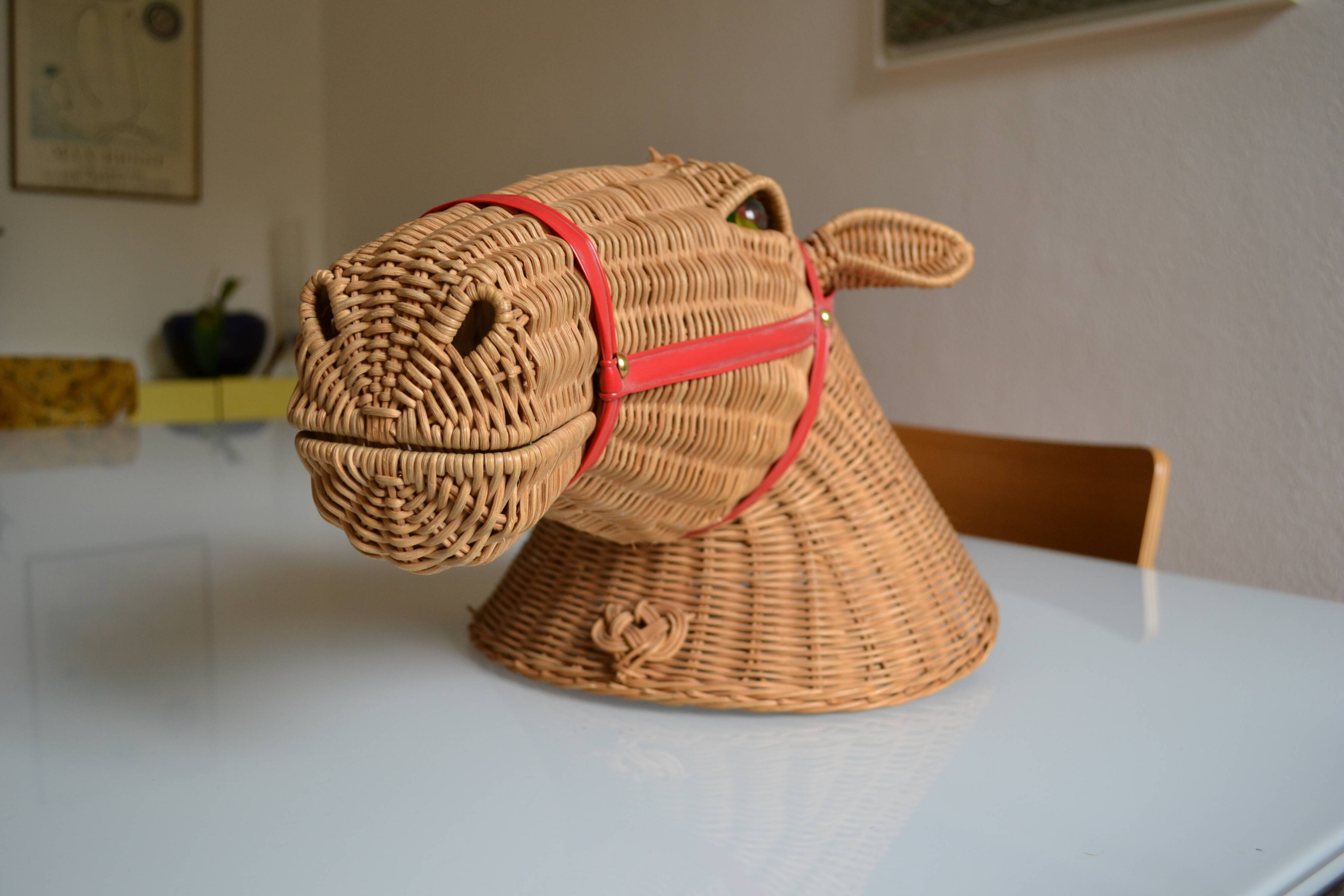 Rattan horse head 1960s 1970s