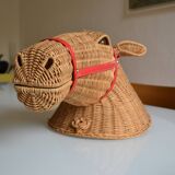 Rattan horse head 1960s 1970s