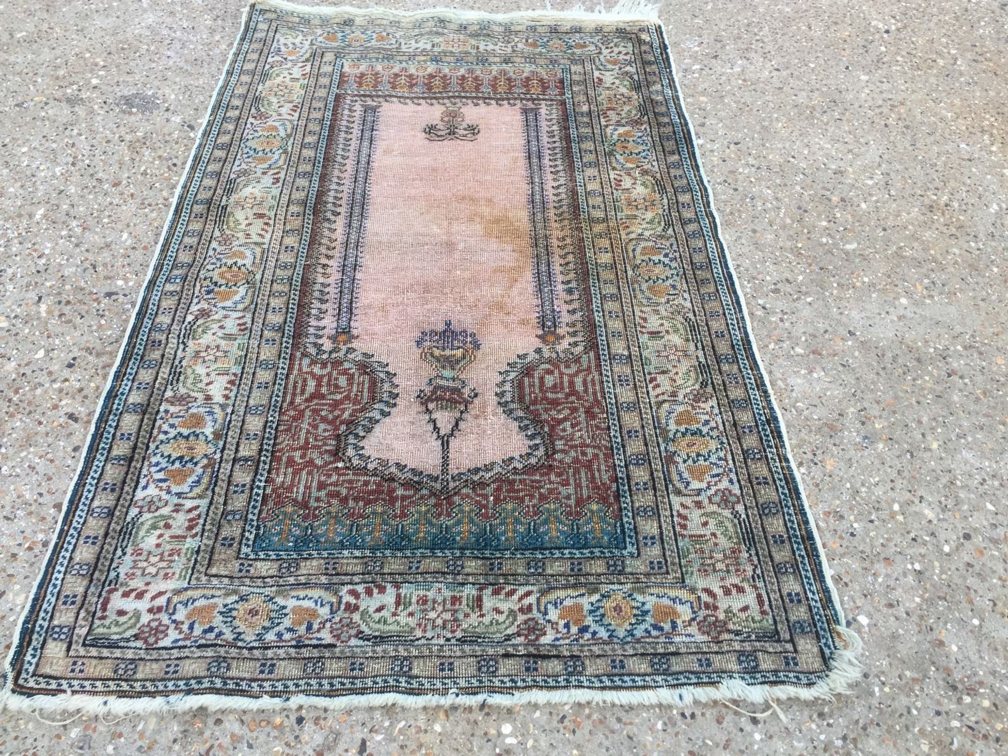 Antique Turkish Silk Rug 128x79cm Tribal Boho vintage old