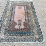 Antique Turkish Silk Rug 128x79cm Tribal Boho vintage old