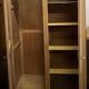 Vintage antique wardrobe in raw oak with tapered legs: wardrobe + shelf.