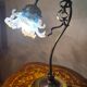 brass lamp 1975 electric working superb blue translucent tulip 42x30