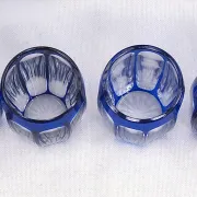 Saint Louis, 6 liqueur glasses, double blue crystal, excellent condition, Art Deco.