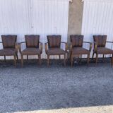 5 bridge armchairs in art deco leather