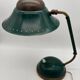 1960s cocotte desk lamp, green and brass, table lamp
