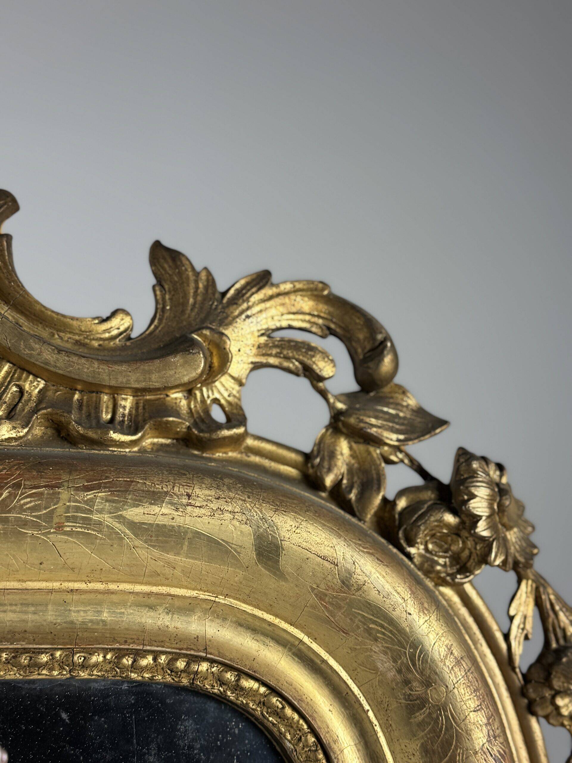 Ensemble de 2 miroirs dorés antiques français du 19ème siècle