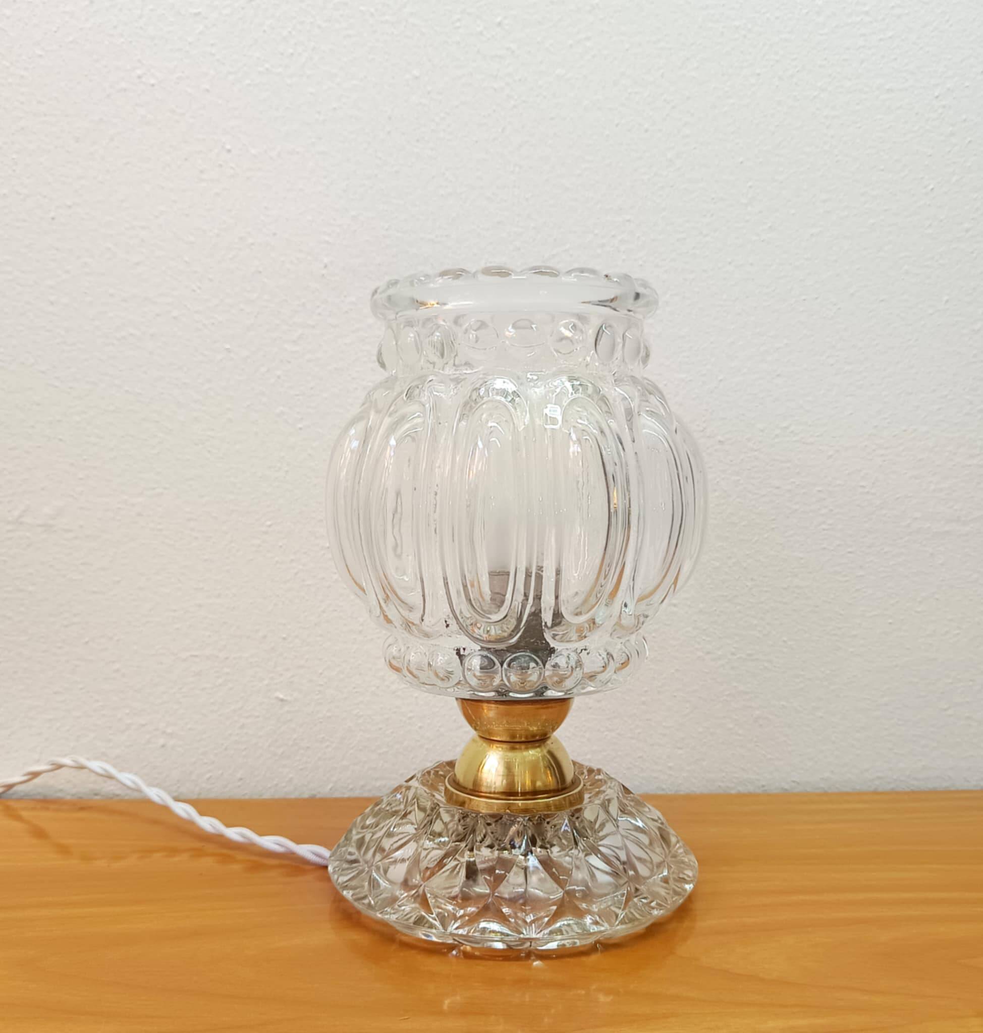 Art Deco glass and brass table lamp