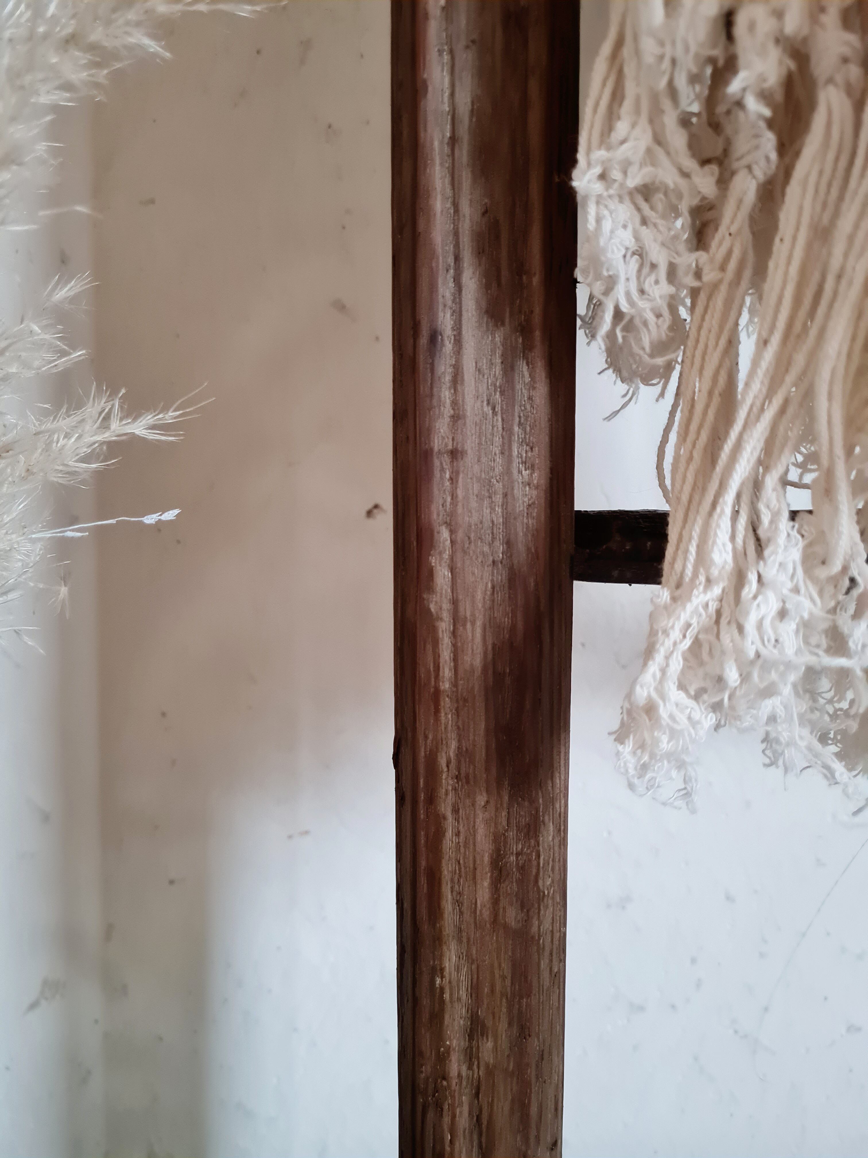 Old wooden farm ladder