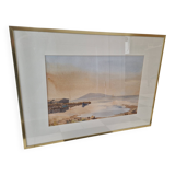 Original watercolor "Mèze" framed by JP Lardat, 1980