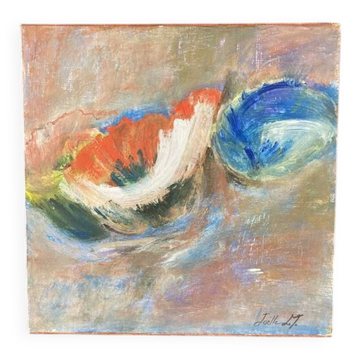 Peinture semi-abstraite « Fleurs » 30 x 30