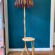 Lampadaire liseuse vintage en rotin