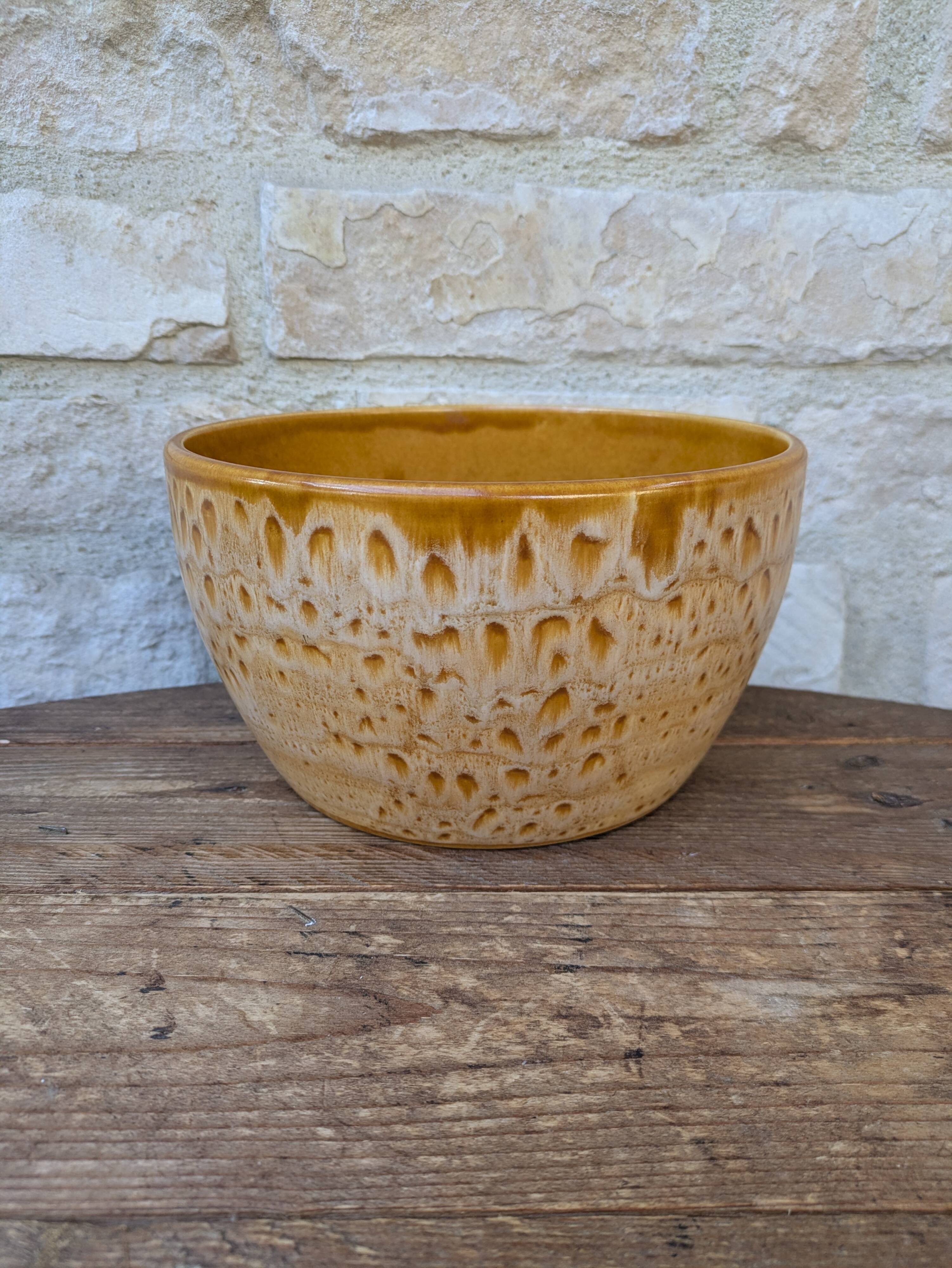 Vintage stoneware salad bowl from Niderviller, Fauve model, 1960s/70s, 24.5cm.