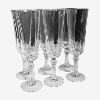 Six crystal champagne flutes