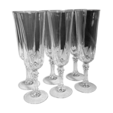 Six crystal champagne flutes