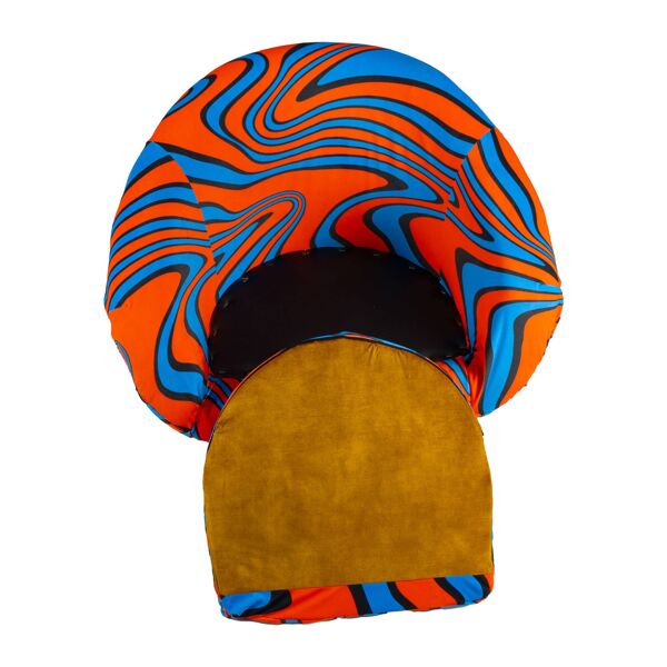 Fauteuil cocktail psychédélique orange et bleue C14 des années 70