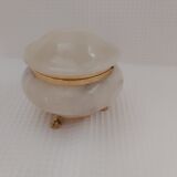 Ivory-colored alabaster box on feet