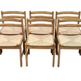 Vintage dining chairs set of 6 oak and rattan design minimalist design