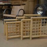 Set of 3 bamboo nesting tables 1960