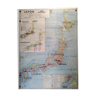 Vintage school map Oceania and Japan, J.Bruhnes, Deffontaines, Yamasaki