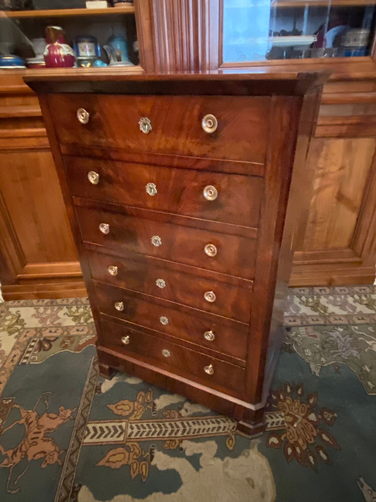 Chest of drawers with 6 drawers mahogany style Restoration