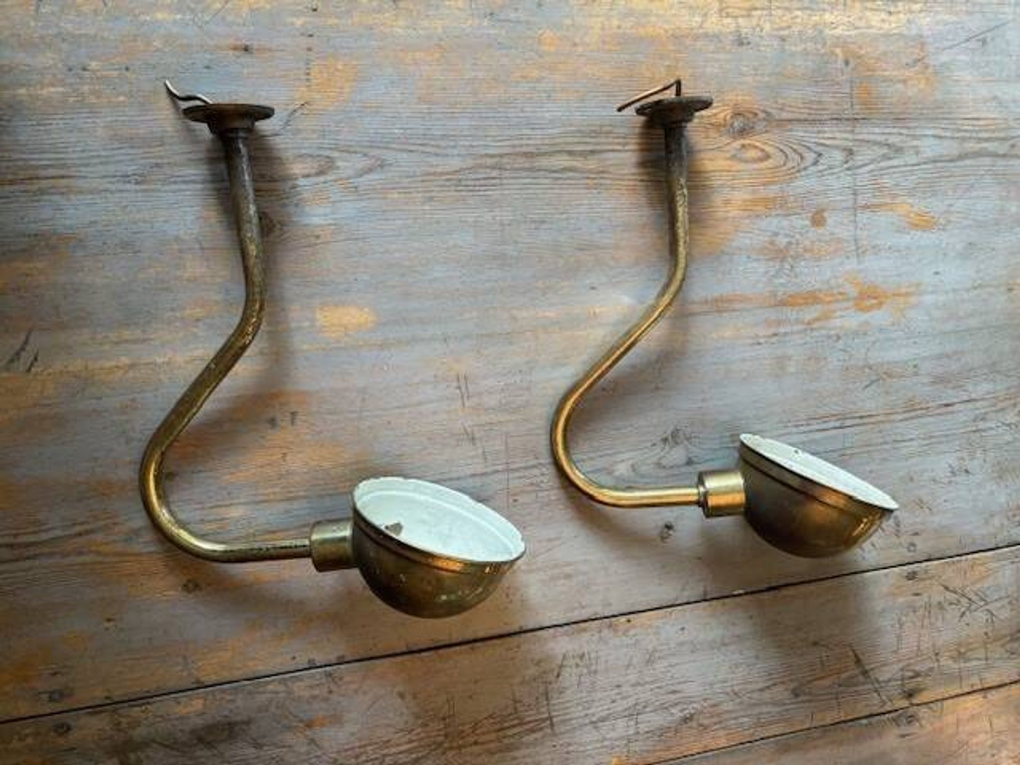 2 industrial wall sconces in brass - Denmark 1970s-80s