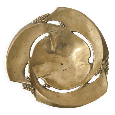 Coupe à fruits vintage en bronze massif 1970