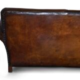 Antique Victorian leather canapé, hand-dyed, 3-4 seats.