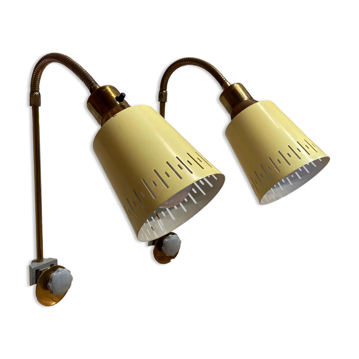 Pair of large modular scandinavian design wall lights from the 1950s.