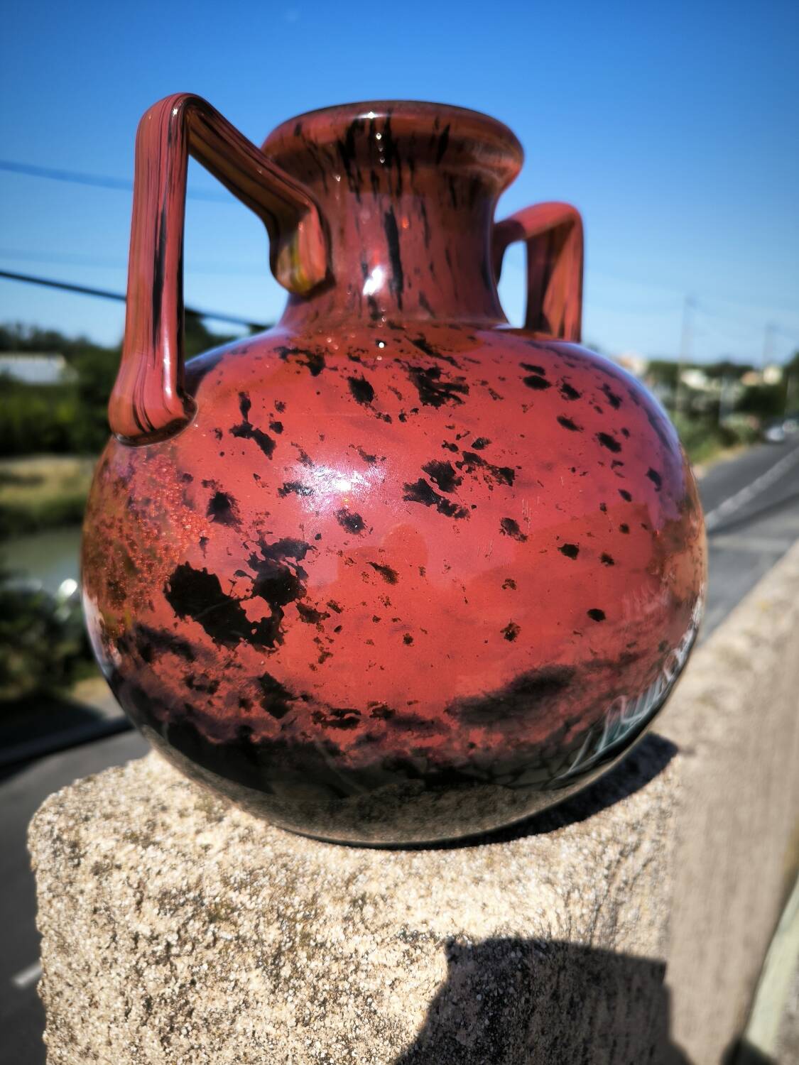 Glass paste vase with gold inclusion Daum 1930
