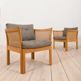 Pair of rattan Plexus armchairs by Illum Wikkelsø for Silkeborg Møbelfabrik, 1970s