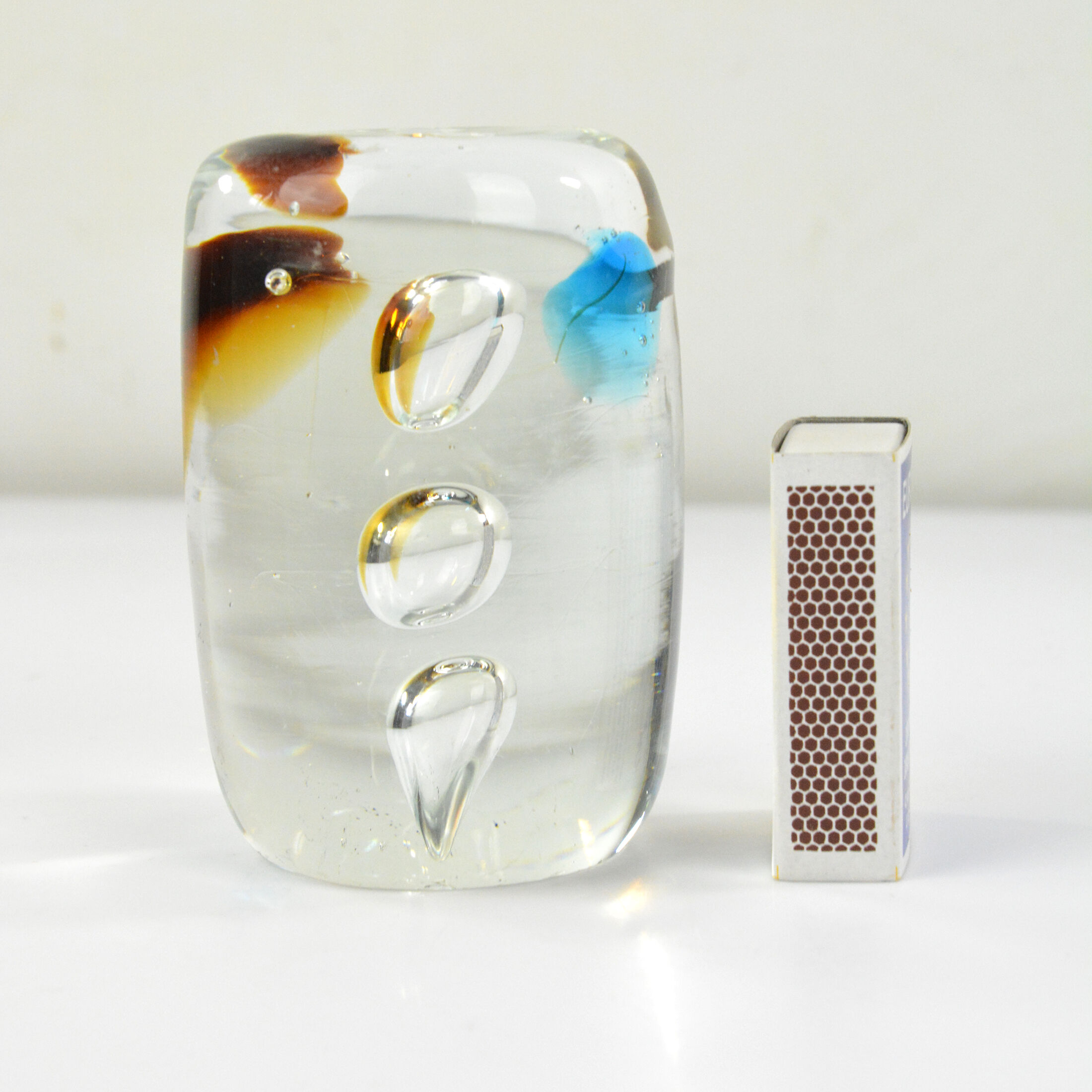 1980s glass paperweight Sklo Union Rosice, Czechoslovakia