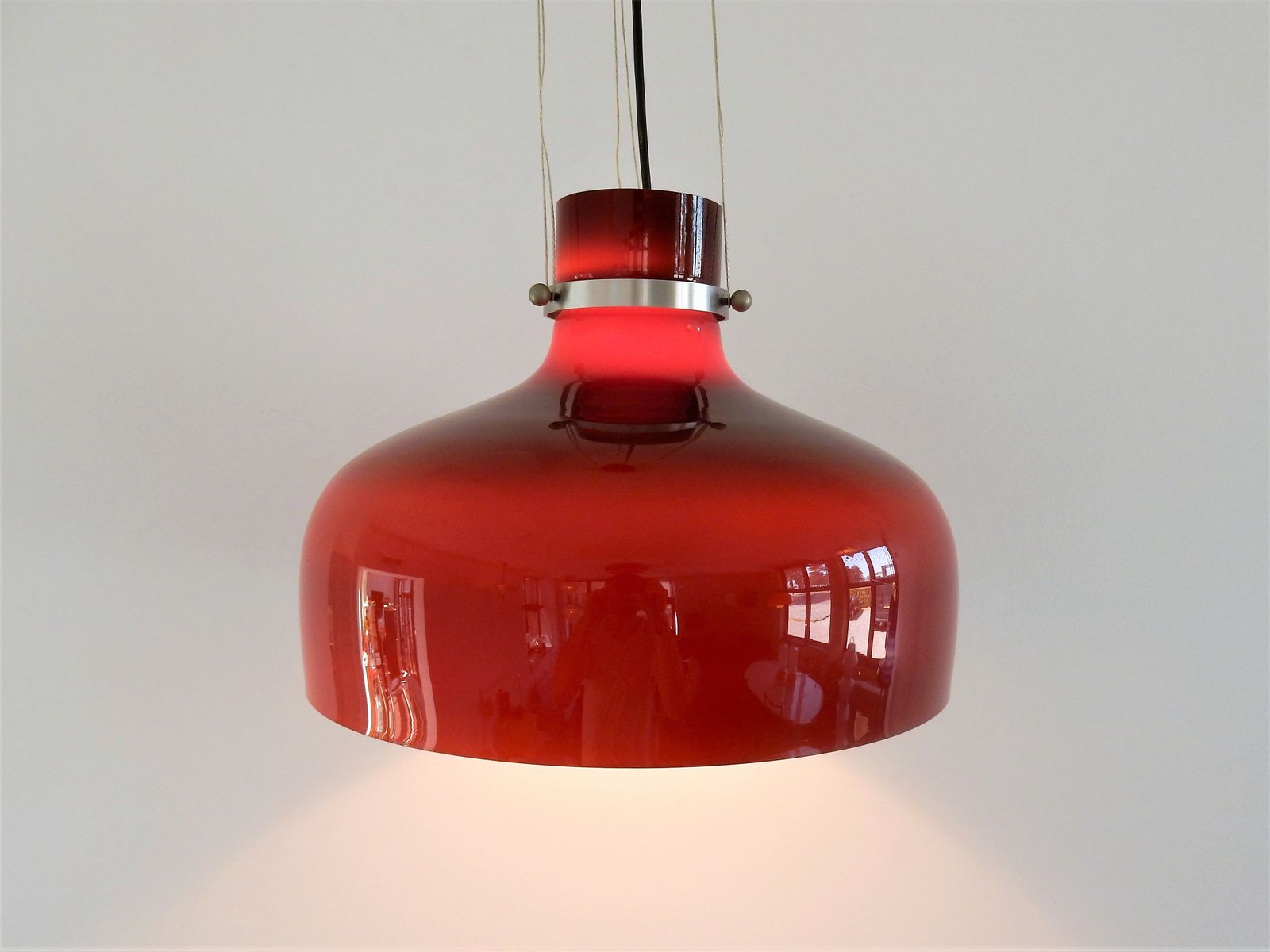 Vintage glass suspension in red-brown 1970s
