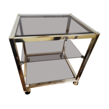 Gold metal and smoked glass serving trolley